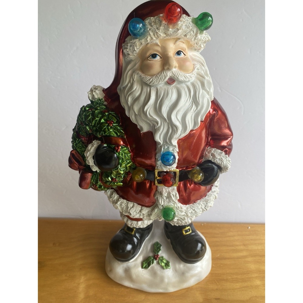 Vintage Kringle Express 15" Resin Santa Gems Light Up Indoor Outdoor Decor NIB